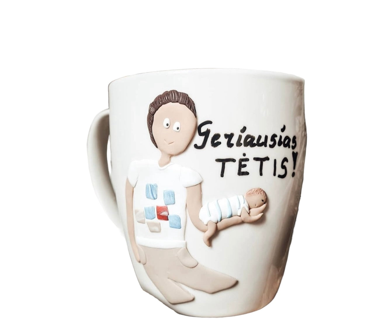 Dekoruotas puodelis atkurtas pagal nuotrauką (DU ASMENYS ANT PUODELIO)